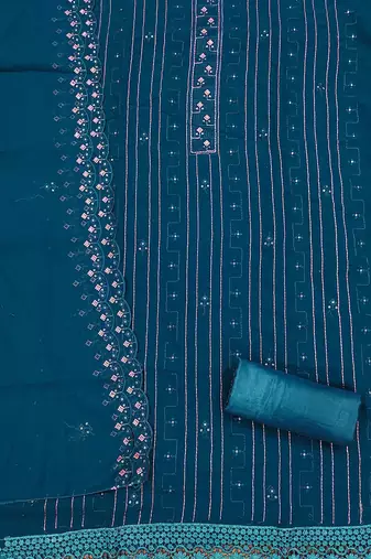 embroidered silk georgette unstitched dress material