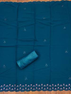 embroidered silk georgette unstitched dress material 4