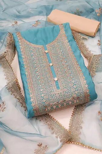 floral embroidered sequinned unstitched dress material