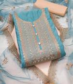 floral embroidered sequinned unstitched dress material