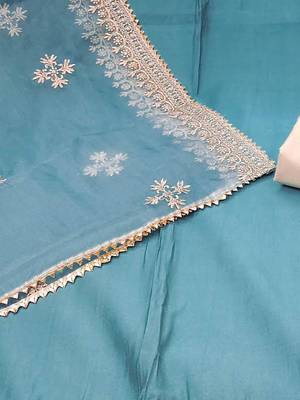 floral embroidered sequinned unstitched dress material 3