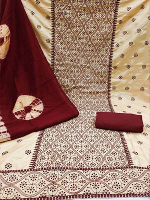 embroidered silk blend unstitched dress material 2