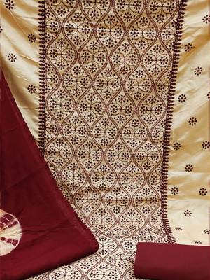 embroidered silk blend unstitched dress material 3