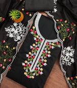 women's chandrei cotton floral embroidered unstitched dress material with dupatta