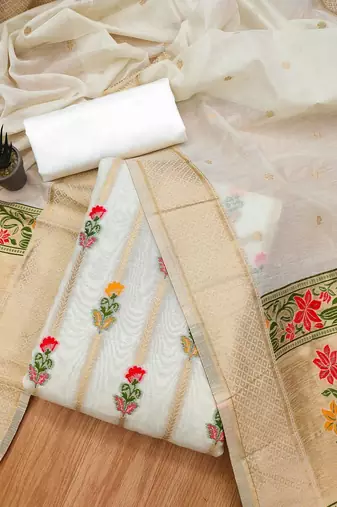 embellished unstitched dress material