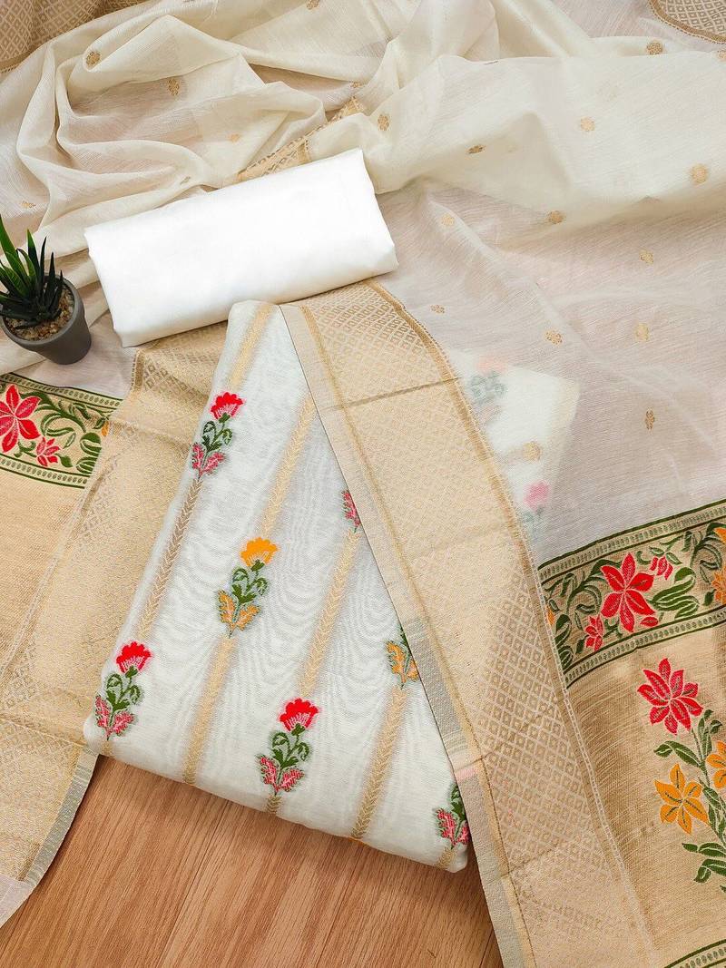 embellished unstitched dress material