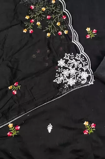 women's chandrei cotton floral embroidered unstitched dress material with dupatta