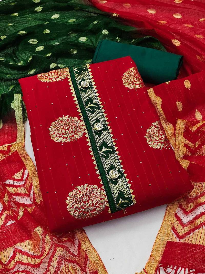woven design unstitched dress material