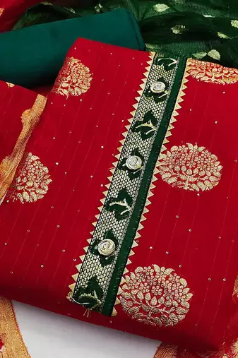 woven design unstitched dress material