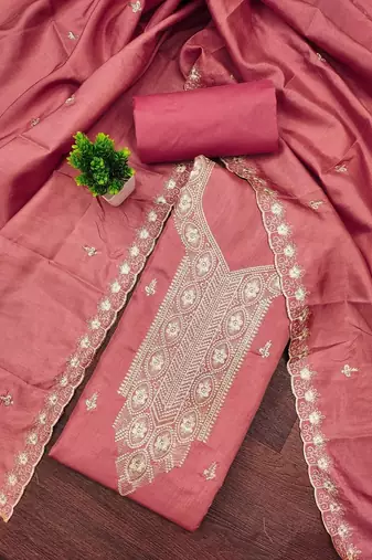 women cotton blend embroidered dress material
