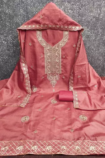 women cotton blend embroidered dress material