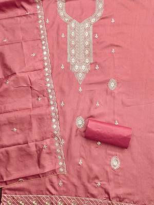 women cotton blend embroidered dress material 4