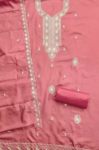 women cotton blend embroidered dress material