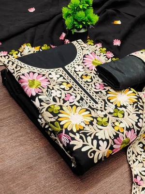 embroidered unstitched dress material 1