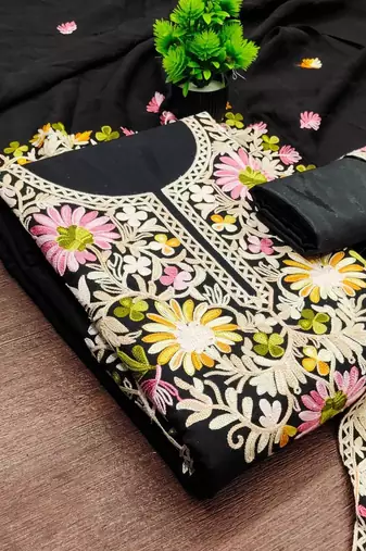 embroidered unstitched dress material