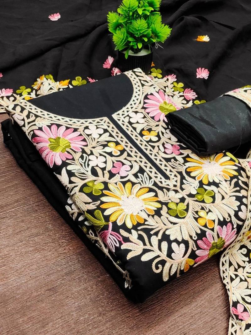 embroidered unstitched dress material