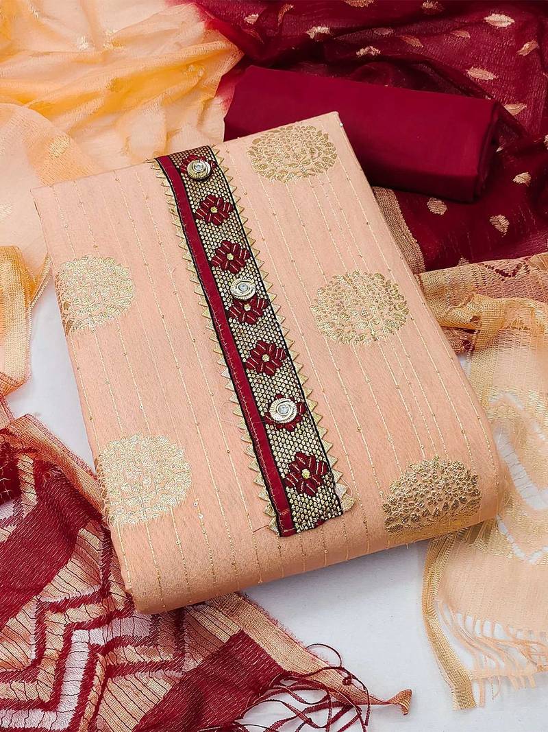 woven design unstitched dress material