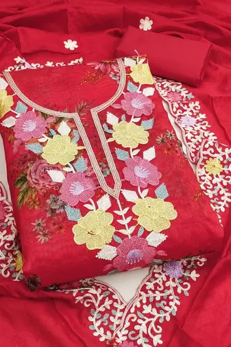 embroidered unstitched dress material