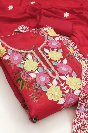 embroidered unstitched dress material