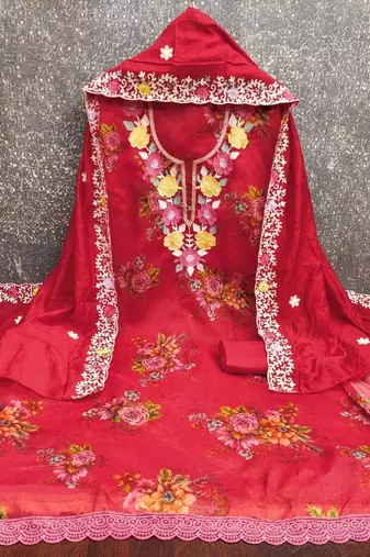 embroidered unstitched dress material