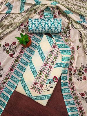 floral printed cotton unstitched dress material 1
