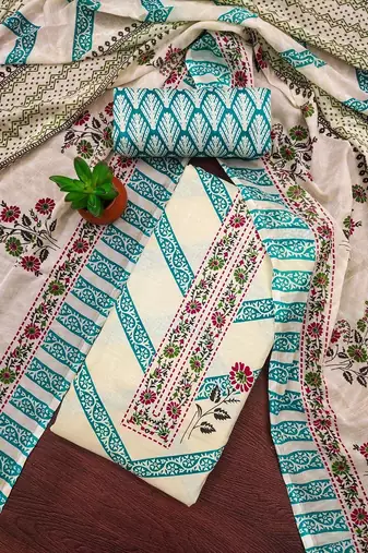 floral printed cotton unstitched dress material