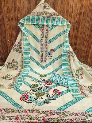 floral printed cotton unstitched dress material 2
