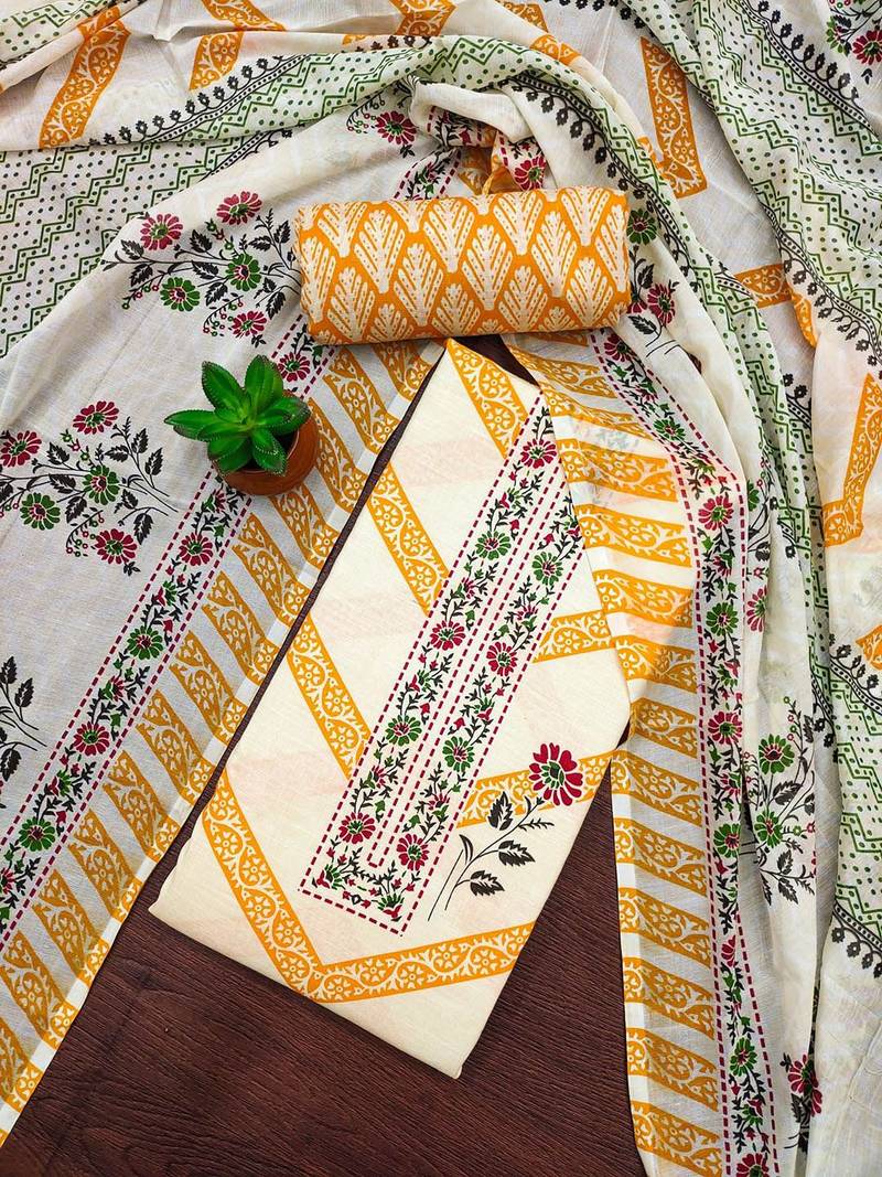floral printed unstitched dress material