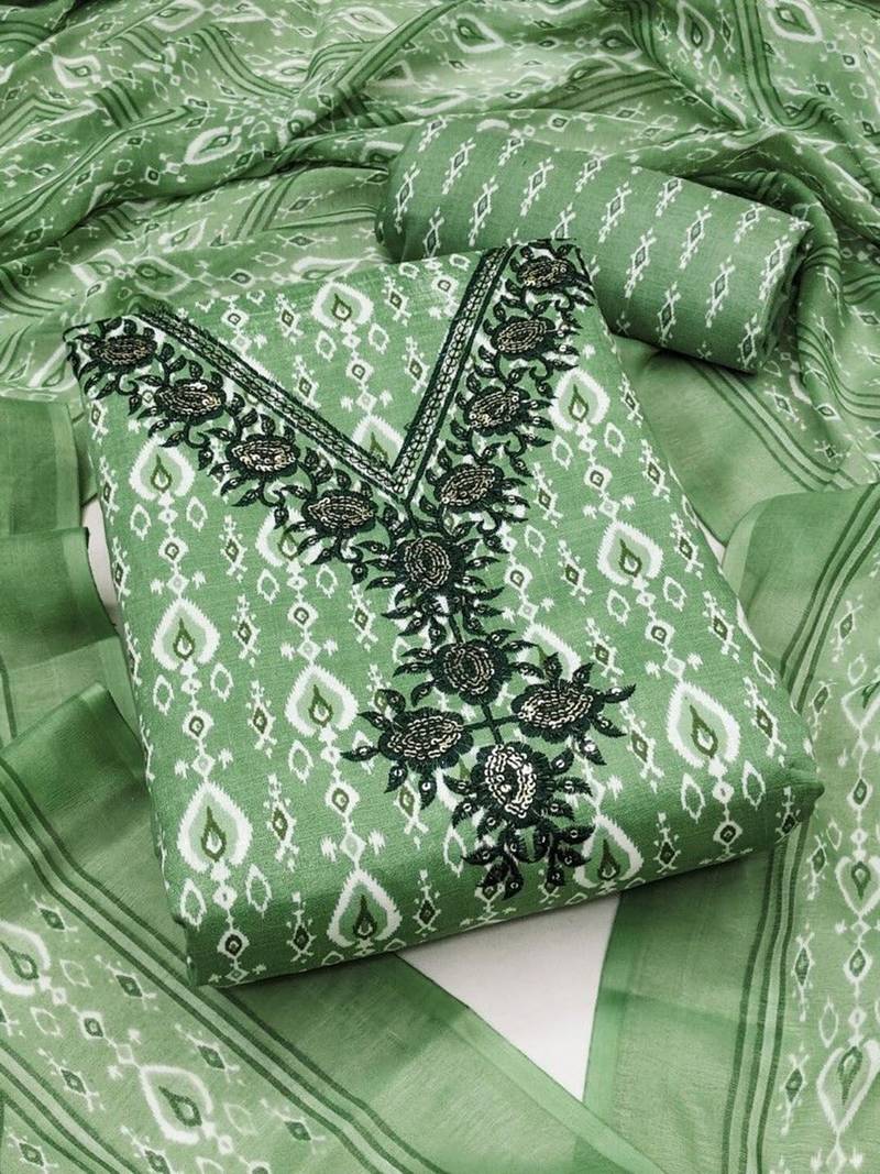 geometric printed unstitched dress material