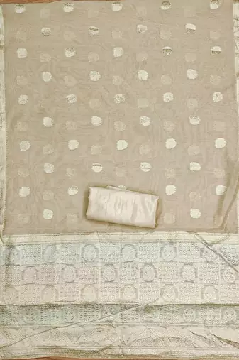 floral woven designed beads and stones unstitched dress material