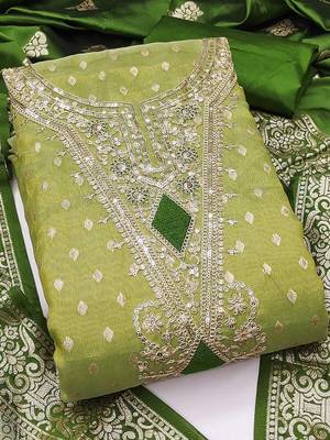 embroidered organza unstitched dress material 1