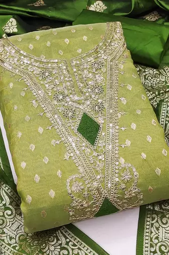 embroidered organza unstitched dress material