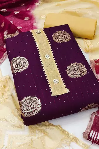 ethnic motifs woven design unstitched dress material