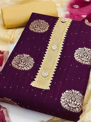 ethnic motifs woven design unstitched dress material 2