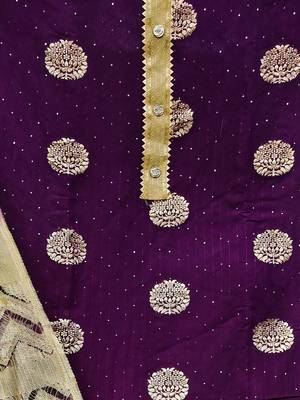 ethnic motifs woven design unstitched dress material 4