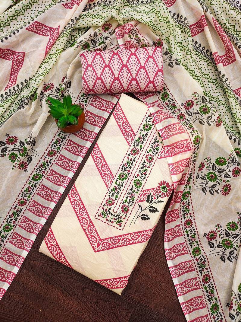 floral printed unstitched dress material