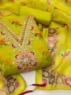 embroidered organza unstitched dress material 1