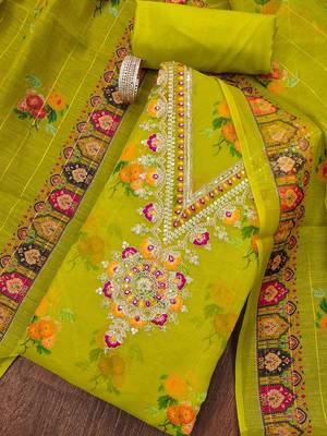 embroidered organza unstitched dress material 2