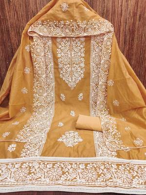 women cotton blend embroidered dress material 3