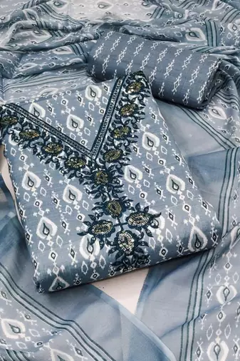 geometric printed unstitched dress material