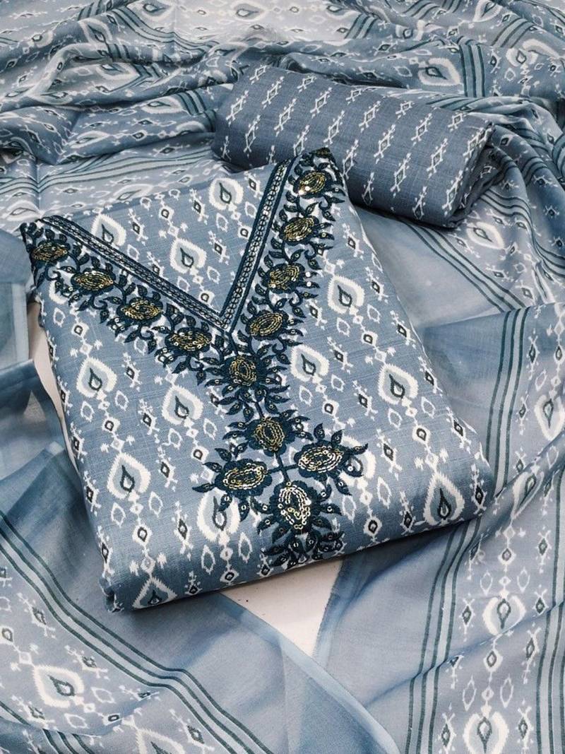 geometric printed unstitched dress material