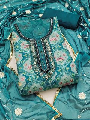 embellished organza unstitched dress material 1
