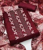 ethnic motifs embroidered sequinned organza unstitched dress material