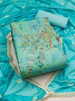 floral embellished cotton unstitched dress material 1