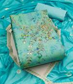 floral embellished cotton unstitched dress material