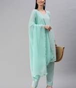 turquoise blue embroidered unstitched dress material