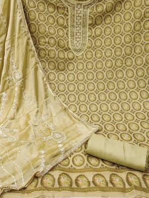 floral embroidered zari unstitched dress material 3
