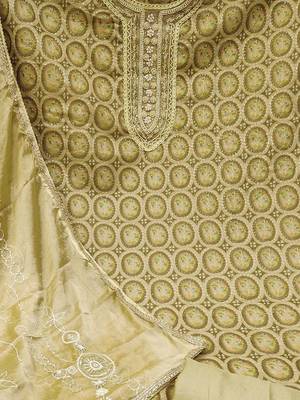 floral embroidered zari unstitched dress material 4