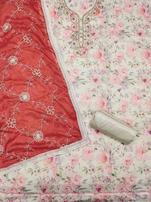 embellished cotton unstitched dress material 3
