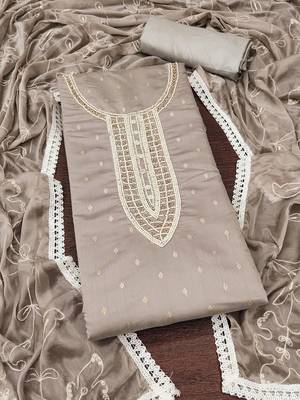 ethnic motifs woven design beads and stones unstitched dress material 1